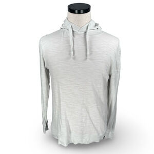 Faherty Hoodie Mens Small Heathered White Cotton Drawstring Long Sleeve Pullover